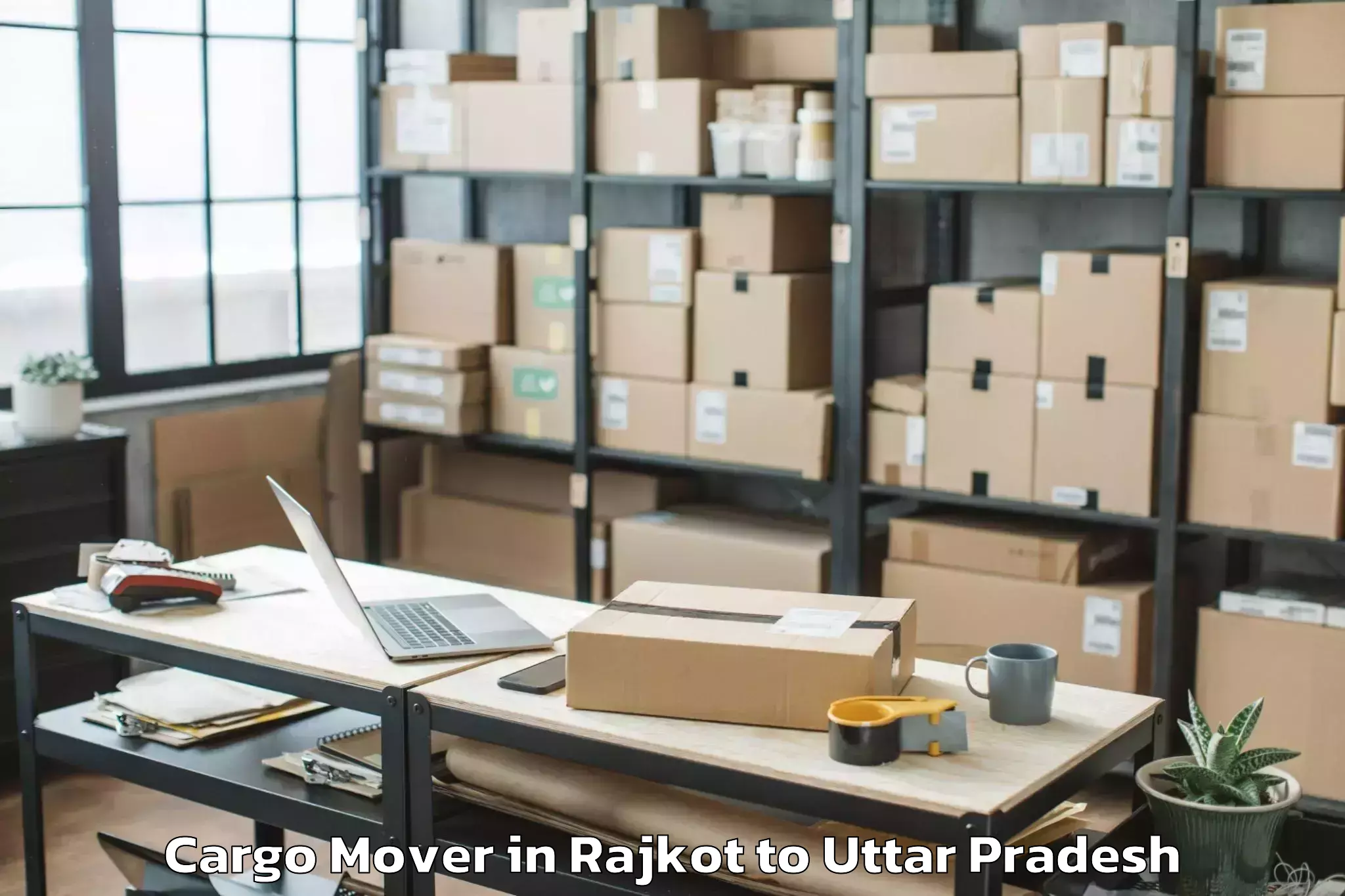 Top Rajkot to Samthar Cargo Mover Available